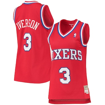 womens mitchell and ness allen iverson red philadelphia 76er-325